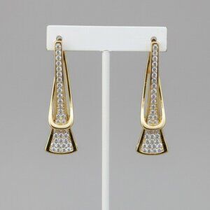 Gold and Clear Rhinestone Pierced Earrings